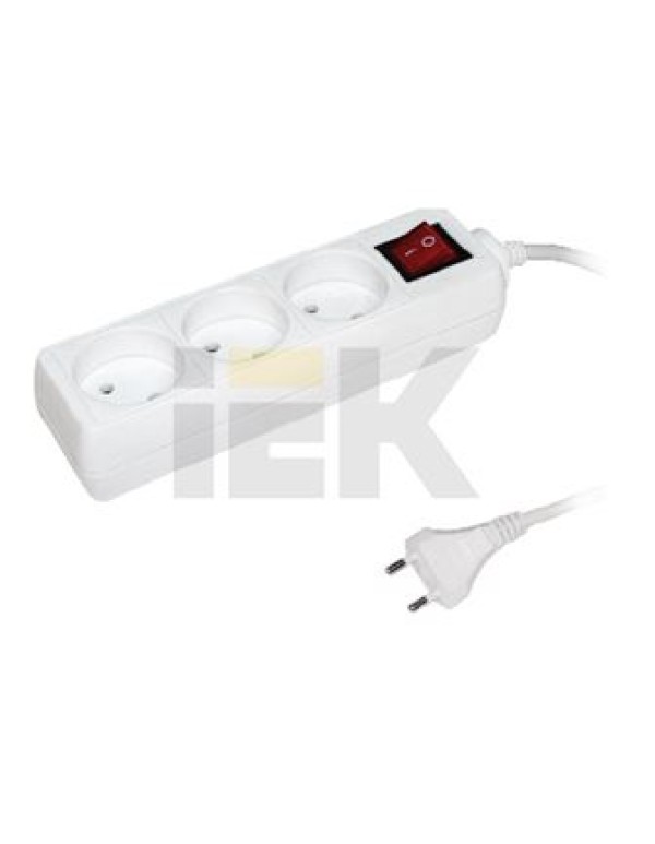 Удлинитель У3К-выкл. 3 места 2Р/5метров 2х0.75мм2 10А/250 | WYP10-06-03-05-K-N | IEK