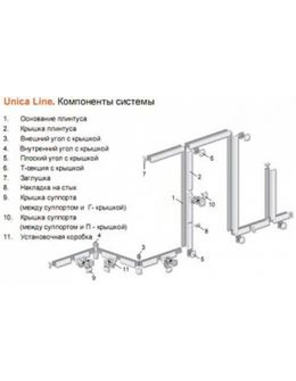 Угол плоский левый белый с Г на П плинтус