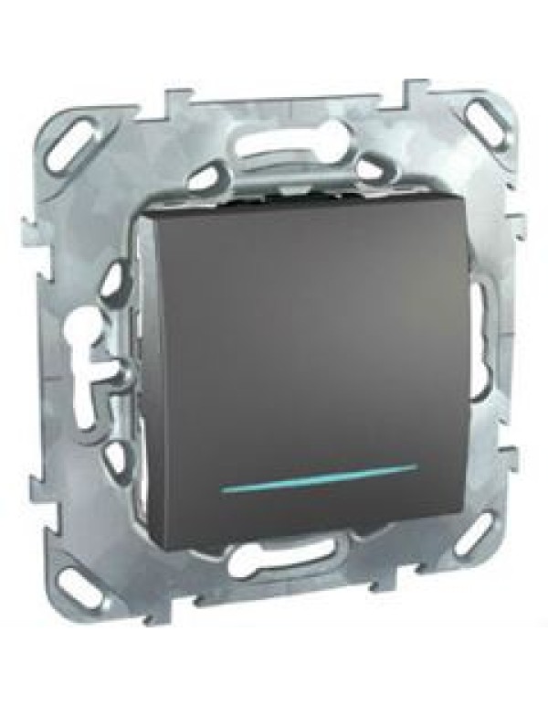 Unica Одноклавишный выключатель (сх.1) с инд. ламп Графит