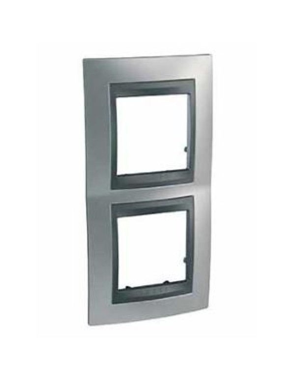 Unica Top Рамка х2 вертикальная металл Хром матовый