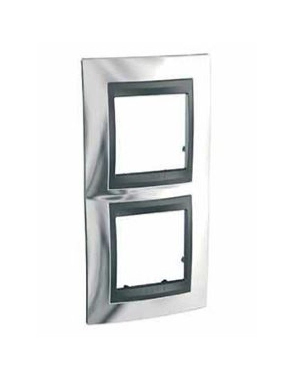 Unica Top Рамка х2 вертикальная металл Хром