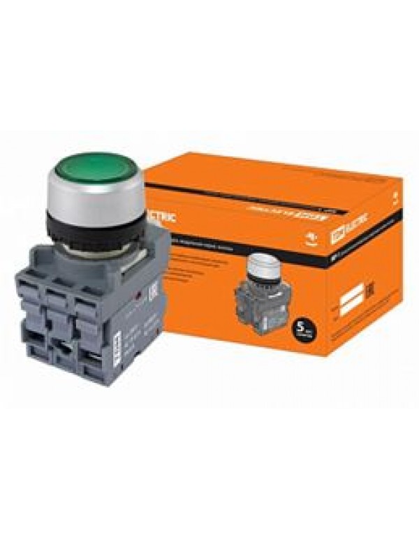 Кнопка MP1-20L в сборе d22мм 1з+1р синяя TDM