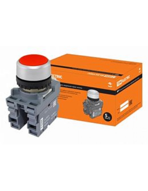 Кнопка MP1-20R в сборе d22мм 1з+1р красная TDM