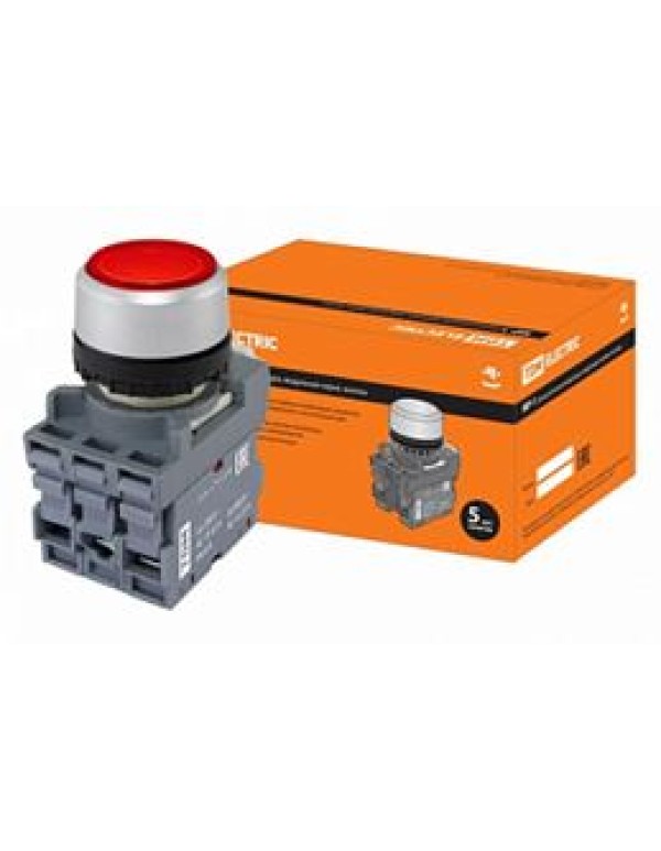Кнопка MP1-21R(LED) в сборе d22мм/24В 1з+1р красная TDM