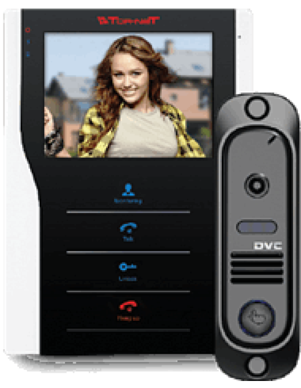 Комплект видеодомофона: цветной монитор 4  цвет черно-белый + вызывная панель черный Tor-neT