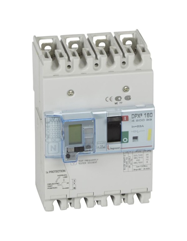 Автоматический выключатель DPX3 160 - термомагн. расц. - с диф. защ. - 16 кА - 400 В~ - 4П - 63 А | 420033 | Legrand