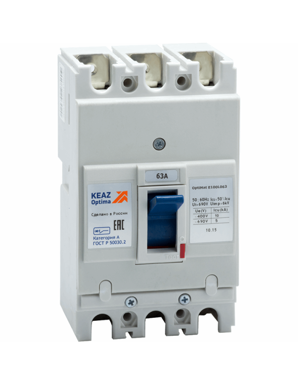 Выключатель автоматический OptiMat E100L063-УХЛ3 | 100006 | КЭАЗ