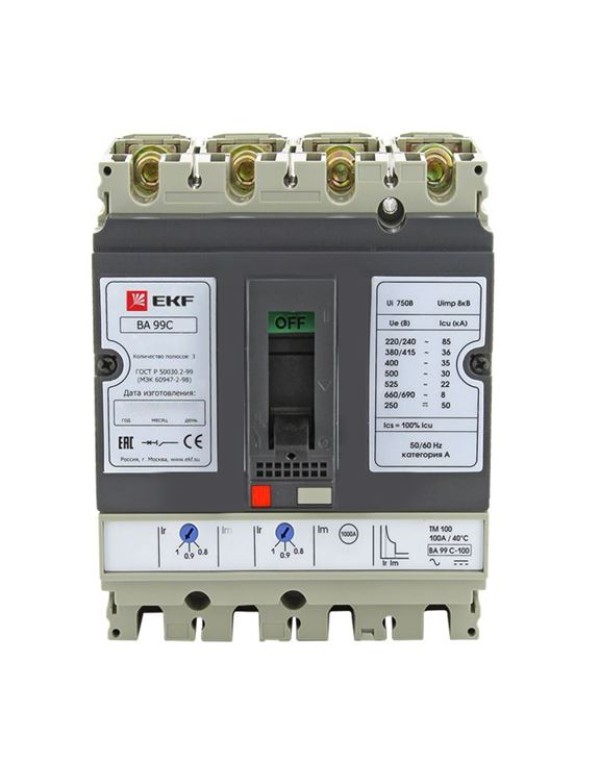 Автоматический выключатель ВА-99C (Compact NS) 100/63А 3P+N 36кА EKF | mccb99C-100-63+N | EKF