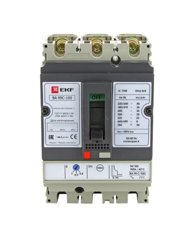 Автоматический выключатель ВА-99C (Compact NS) 100/80А 3P 36кА EKF PROxima | mccb99C-100-80 | EKF