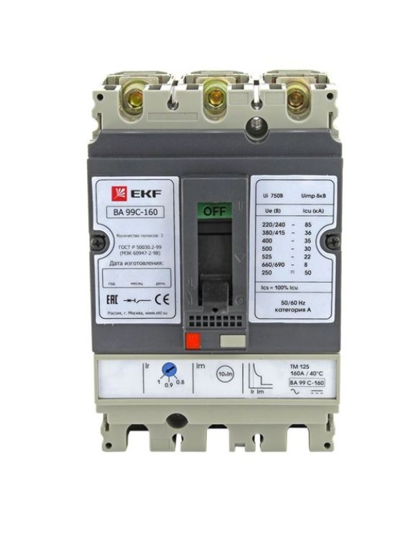 Автоматический выключатель ВА-99C (Compact NS) 160/100А 3P 36кА EKF PROxima | mccb99C-160-100 | EKF