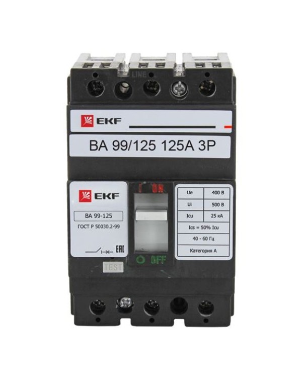 Автоматический выключатель ВА-99 125/125А 3P 25кА EKF PROxima | mccb99-125-125 | EKF