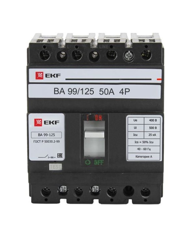 Автоматический выключатель ВА-99 125/50А 4P 25кА EKF | mccb99-125-50-4P | EKF