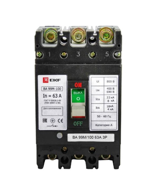 Автоматический выключатель ВА-99М 100/100А 3P 20кА EKF Basic | mccb99-100-100m | EKF