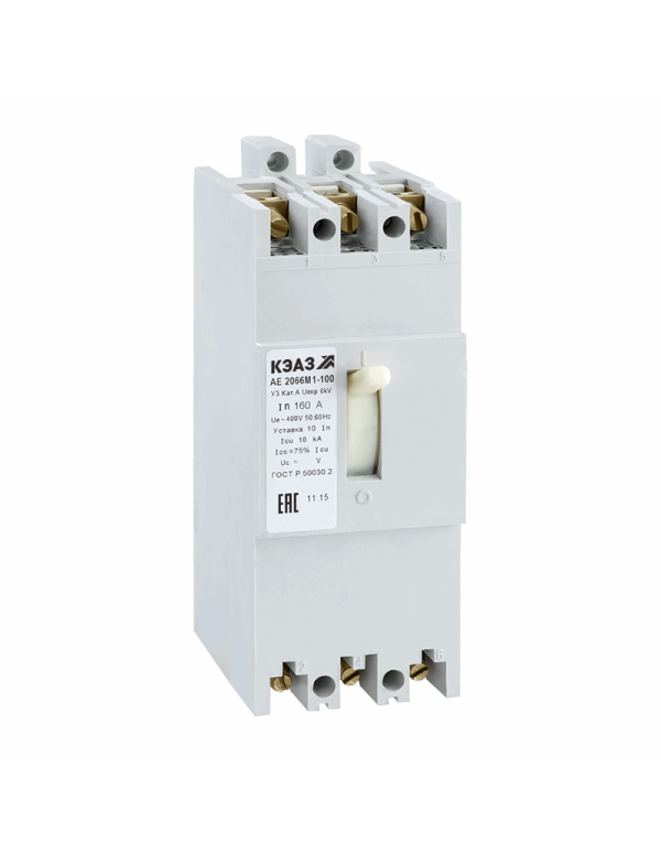 Выключатель автоматический АЕ2066М1-320-160А-10Iн-400AC-НР110AC/DC-У3 | 104555 | КЭАЗ