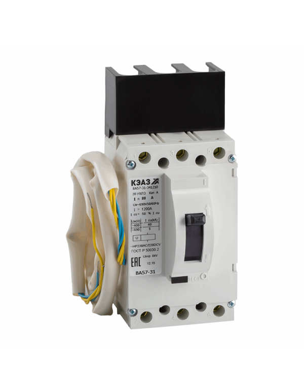 Выключатель автоматический ВА57-31-341810-80А-1200-690AC-НР230AC/220DC-УХЛ3 | 108475 | КЭАЗ
