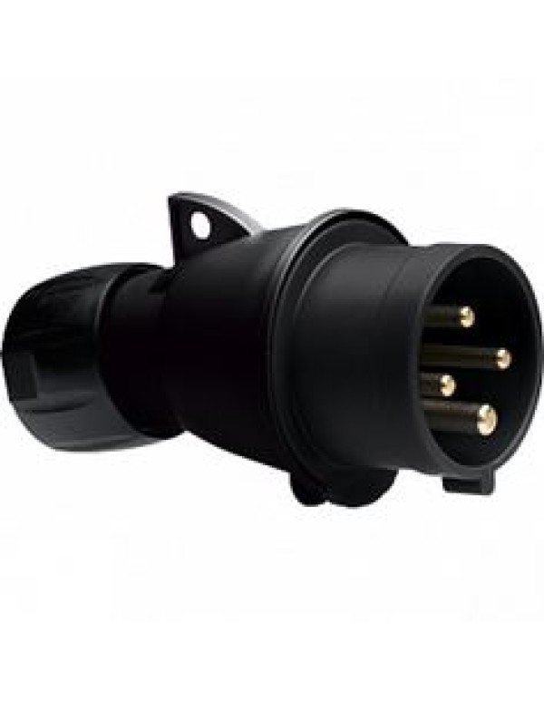 Вилка кабельная ICAT 332-P6B, 32А, 3P+E, IP44, 6ч, черный, для шоу-бизнеса