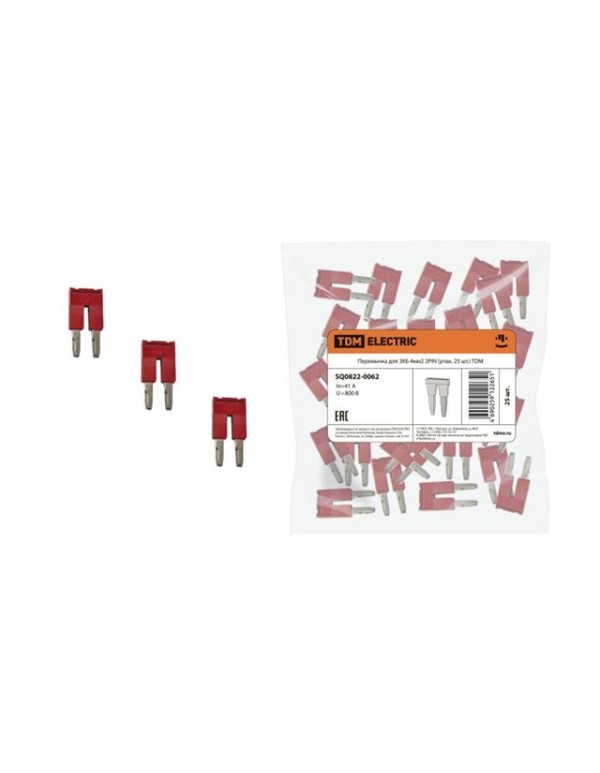 Перемычка для ЗКБ 4мм2 2PIN (упак. 25 шт.) | SQ0822-0062 | TDM
