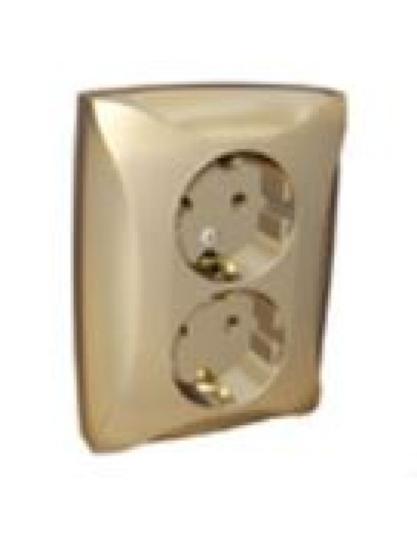 ДУЭТ Розетка х2 с з/к шампань 