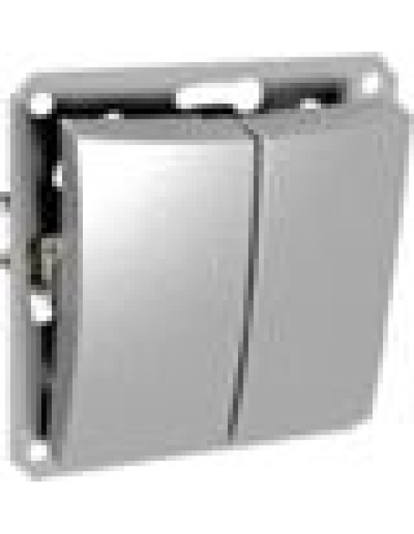 Выключатель Дуэт 2кл серебристый мех