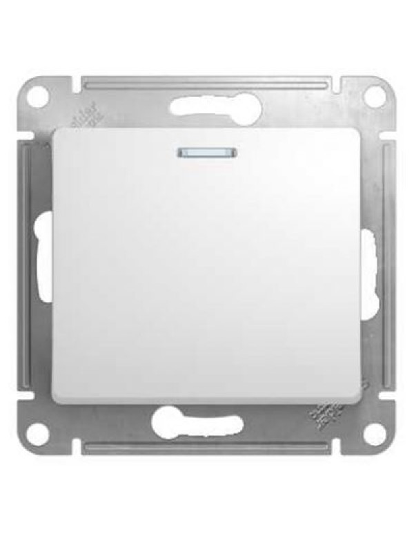 Переключатель Glossa 1кл с подсв. белый