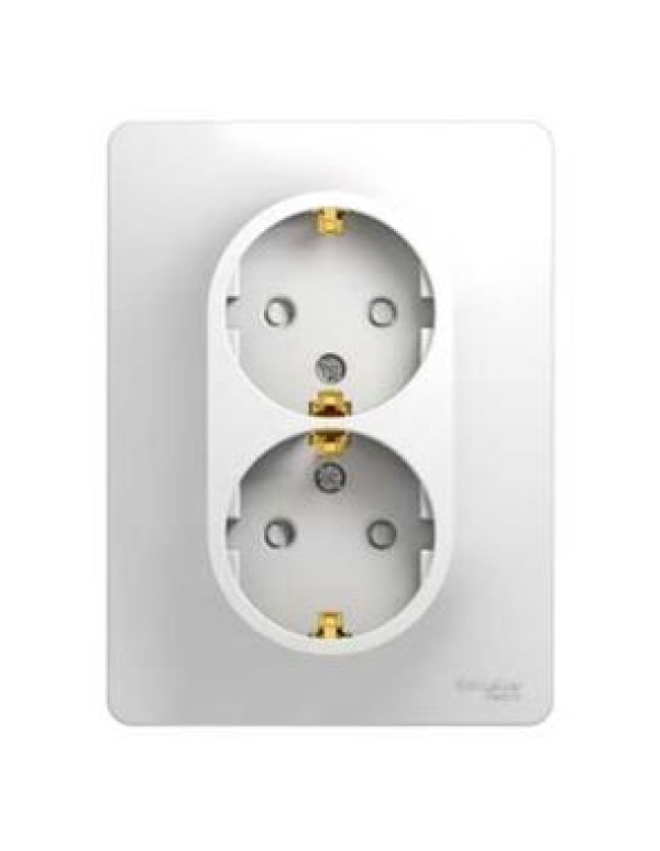 Розетка двойная с заземл. и шторк. 16А Glossa белый