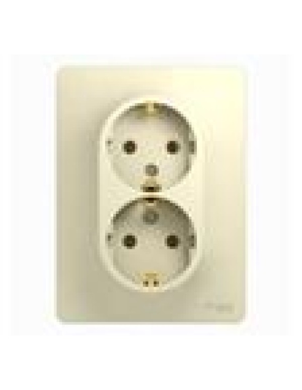 Розетка двойная с заземл. и шторк. 16А Glossa бежевый