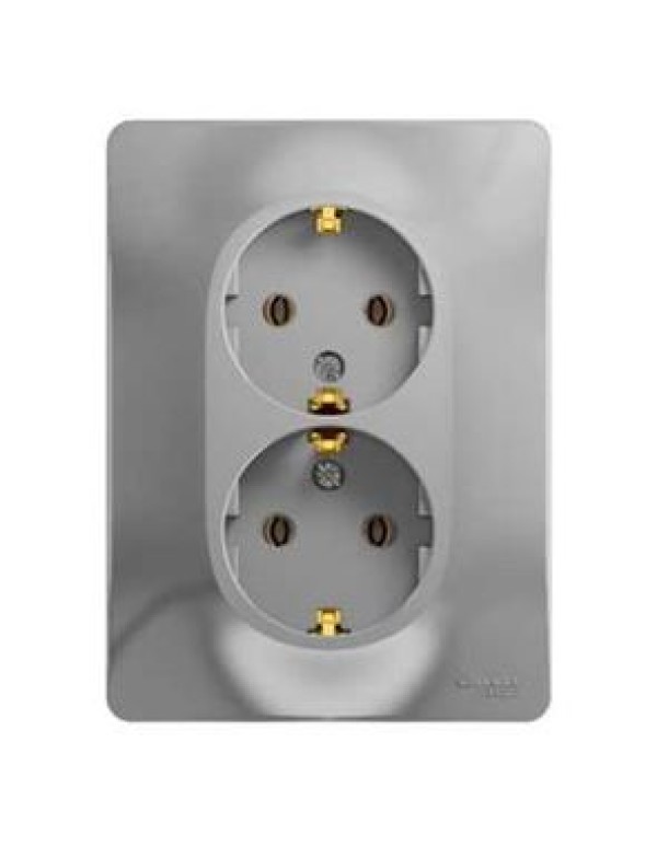 Розетка двойная с заземлением 16А Glossa алюминий