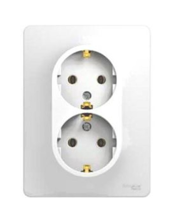 Розетка двойная с заземлением 16А Glossa белый