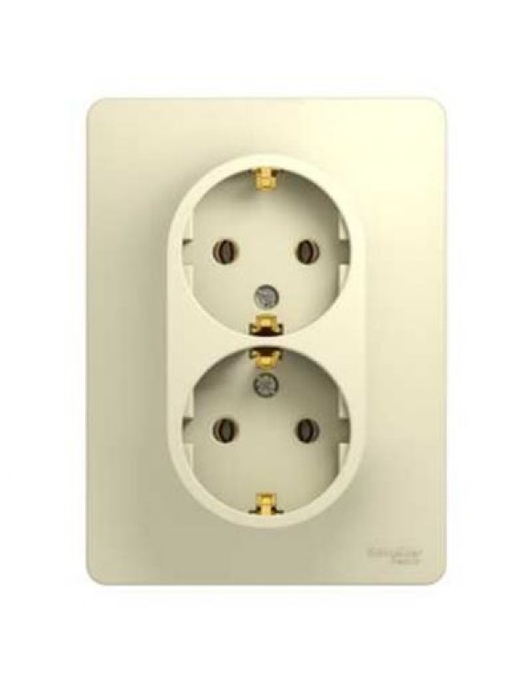 Розетка двойная с заземлением 16А Glossa бежевый