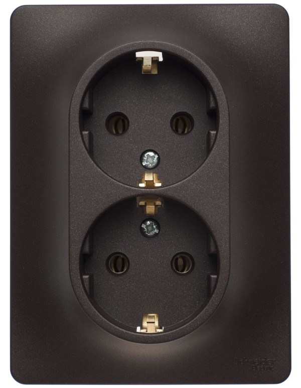 Розетка двойная с заземлением 16А Glossa шоколад