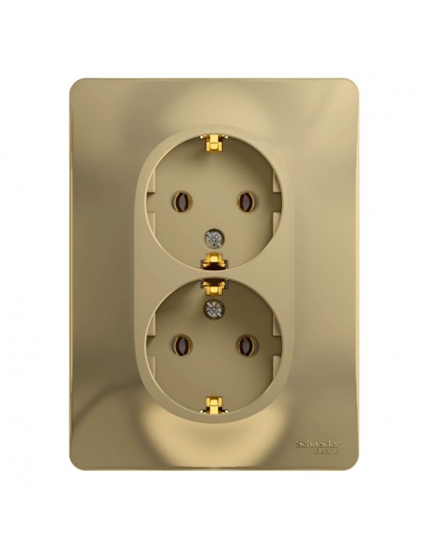 Розетка двойная с заземлением 16А Glossa титан