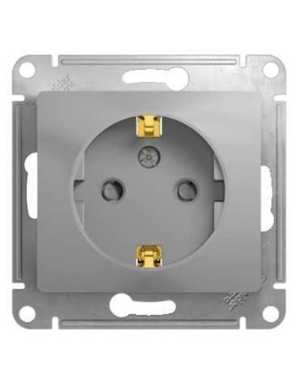 Розетка с заземл. и шторками 16А Glossa алюминий
