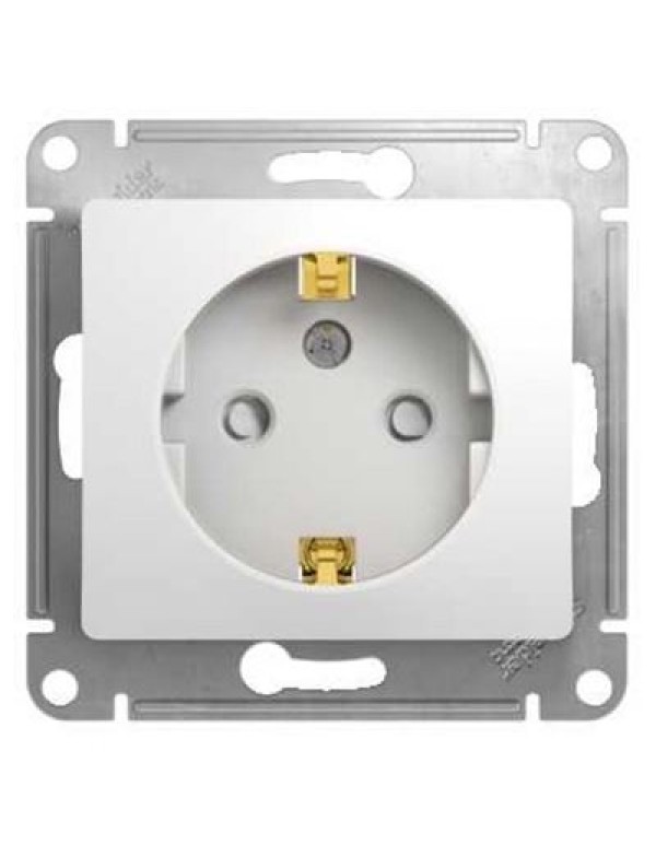 Розетка с заземл. и шторками 16А Glossa белая