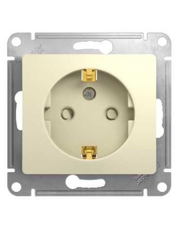 Розетка с заземл. и шторками 16А Glossa бежевая