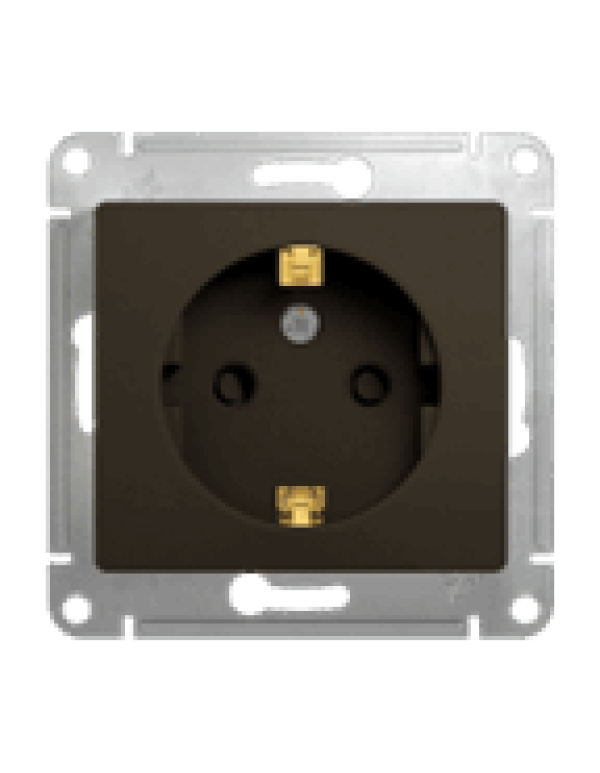 Розетка с заземл. и шторками 16А Glossa шоколад