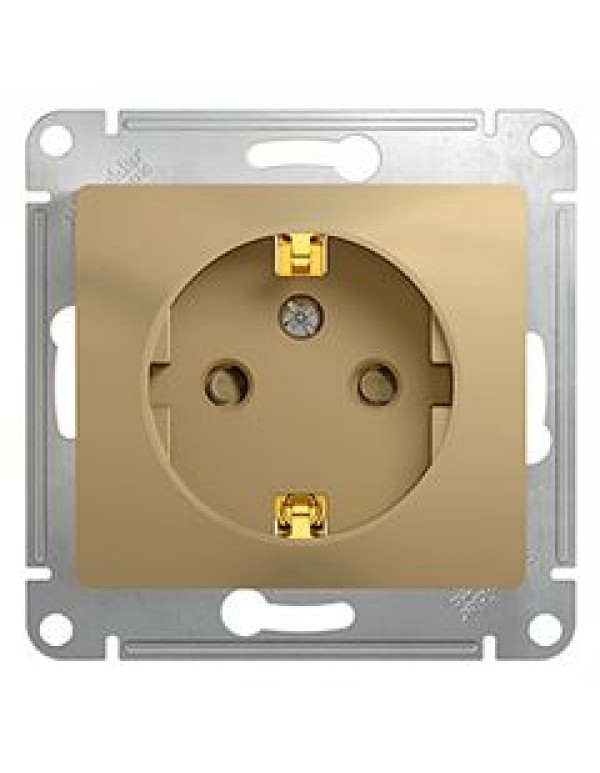 Розетка с заземл. и шторками 16А Glossa титан