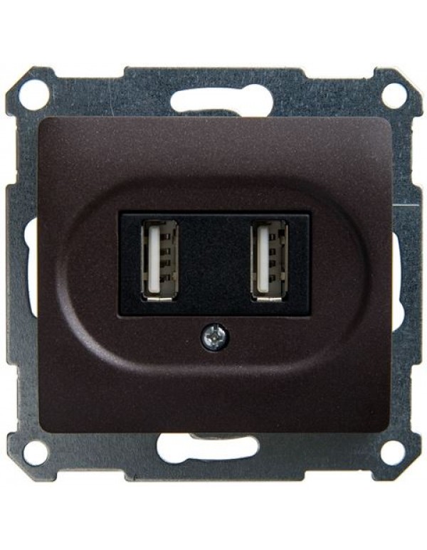 USB-розетка x2 (5В) Glossa шоколад