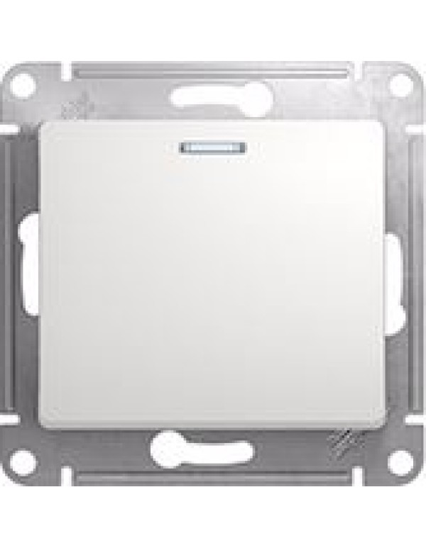 Выключатель Glossa 1кл с подсв белый
