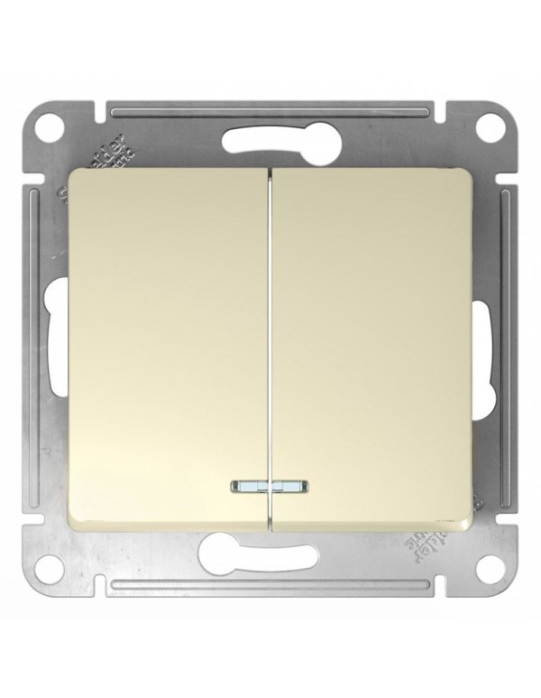 Выключатель Glossa 2кл с подсв бежевый