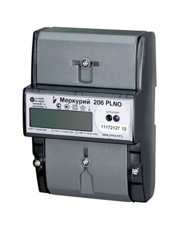 Счетчик Меркурий 206 PLNO 5-60А/220В (мнтар.) ЖКИ(DIN)