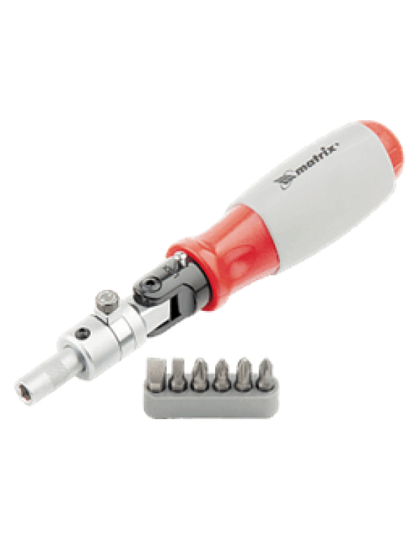 Отвертка реверс. с битами (6шт.) CrV поворотная Matrix