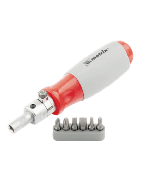 Отвертка реверс. с битами (6шт.) CrV силовая (под ключ) Matrix