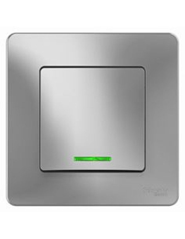 Переключатель 1-кл.с подсветкой 10А,Алюминий BLANCA