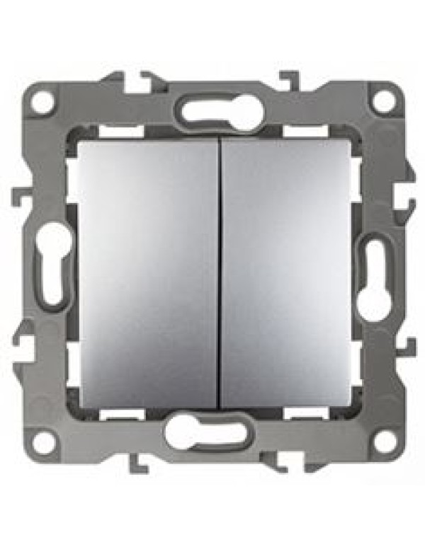 Переключатель 2 кл. 10А 250В алюминий Эра12