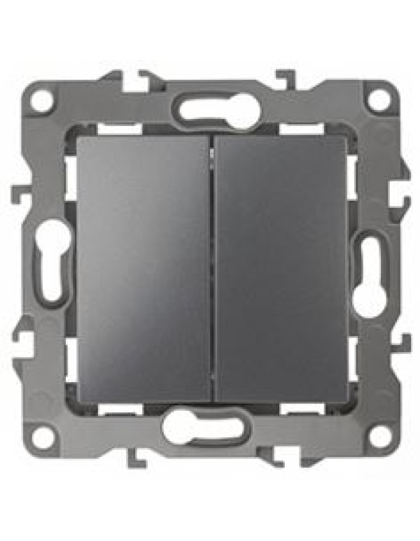 Переключатель 2 кл. 10А 250В графит Эра12