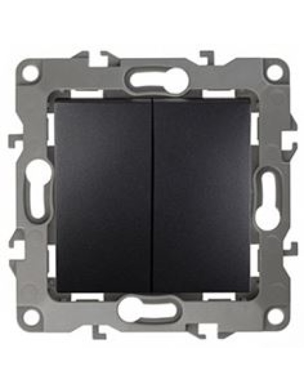 Переключатель 2 кл.10А 250В  антрацит Эра12