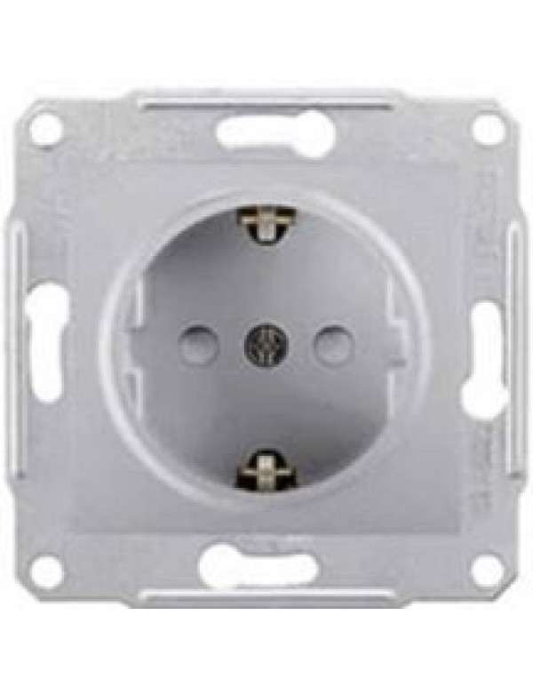 Розетка с заземл. и шторками Sedna алюминий