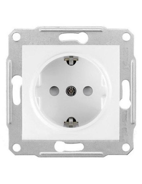 Розетка с заземл. и шторками Sedna белая