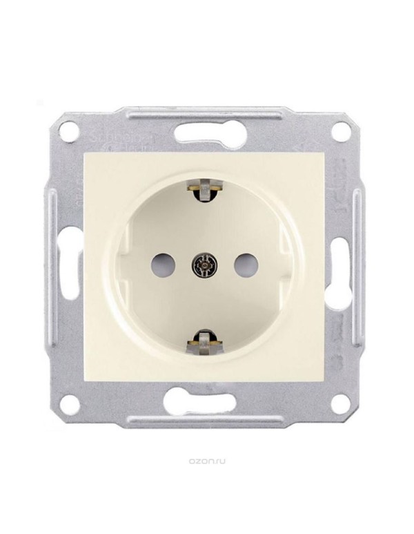 Розетка с заземл. и шторками Sedna бежевая