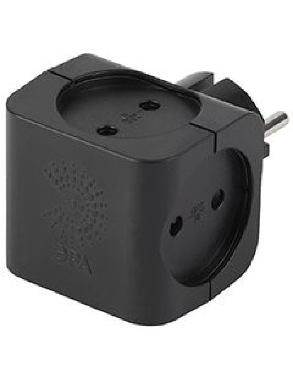 Тройник SP-4-B 4гн, без заземл (чёрный) (10/60/2880) |Б0008207 | ЭРА